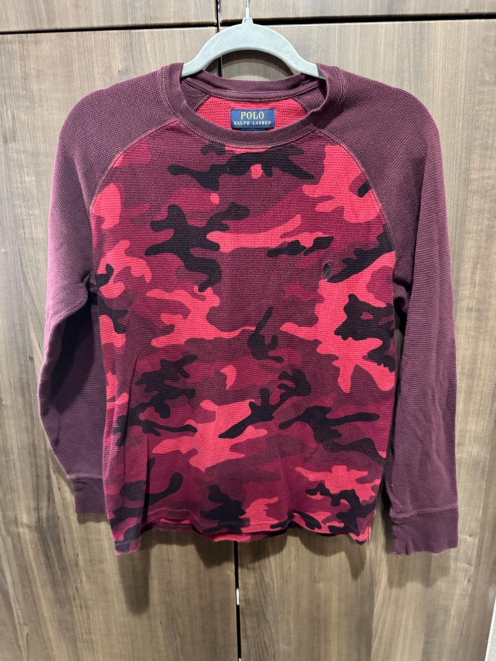 Polo by Ralph Lauren Burgundy and Red Waffle-Knit Crew